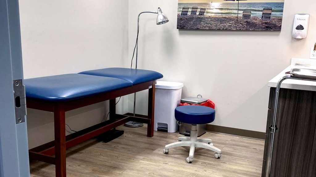 Examination room in Eagle Group on-site health and wellness clinic