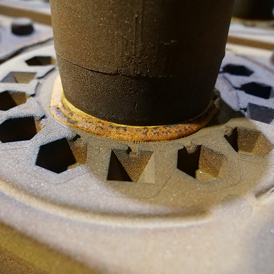 Shell molding at Eagle Alloy: shell mold waiting to be poured