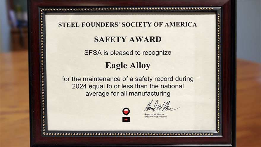 Eagle Alloy's SFSA Safety Award